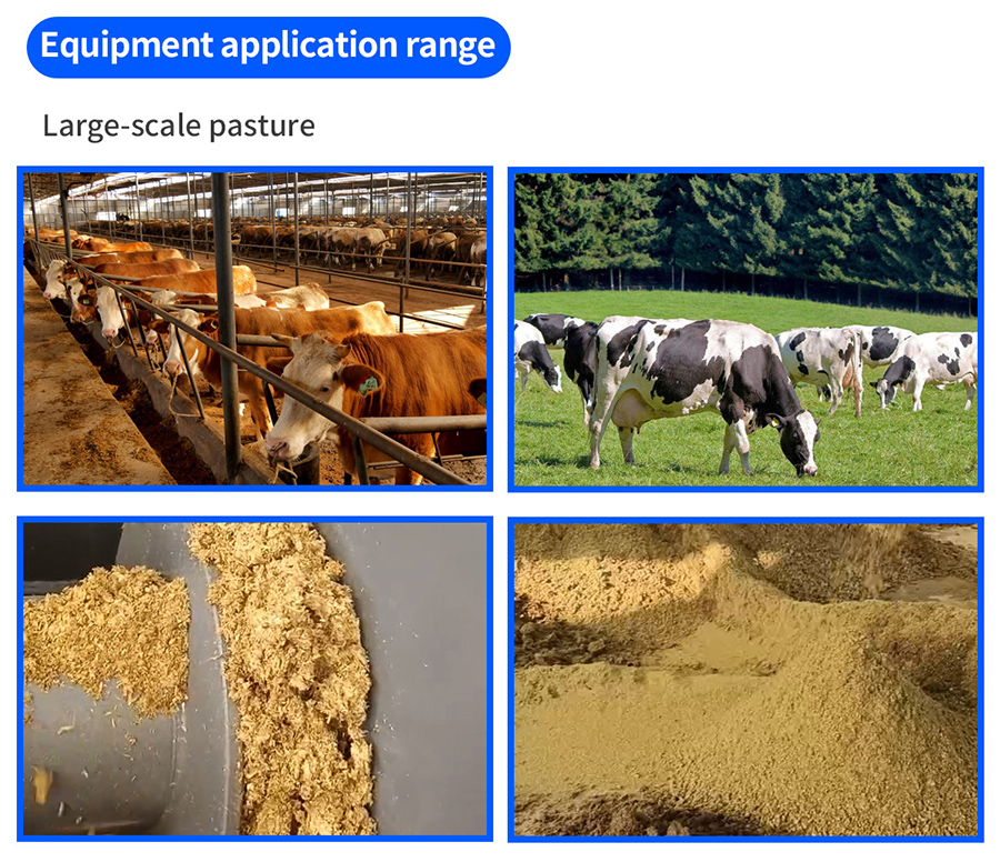 Equipment application range of the cow manure processor: large-scale pastures, dairy barns and dewatered cow manure solids