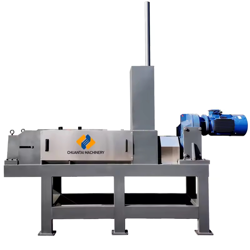 Chuantai cow dung dewatering machine - full view of the cow manure processor with stainless steel press body and gear reducer motor