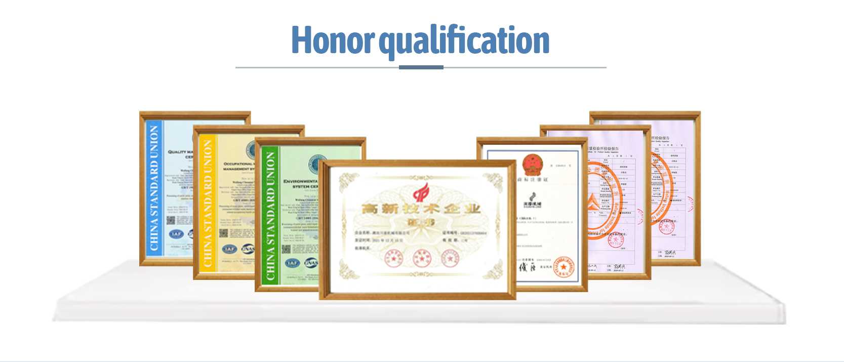Chuantai Machinery honor qualification certificates